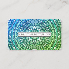 Mandala Patroon Groen Blauw Yoga Meditatie Visitekaartje
