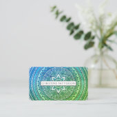 Mandala Patroon Groen Blauw Yoga Meditatie Visitekaartje (Staand voorkant)