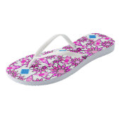 Mandala patroon, heet roze, zwart en wit teenslippers (Schuin)
