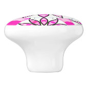 Mandala patroon, hete roze, zwart-wit keramische knop (Zijkant)