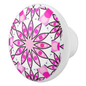 Mandala patroon, hete roze, zwart-wit keramische knop (Rechts)