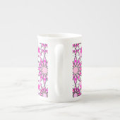 Mandala patroon, hete roze, zwart-wit porselein kop (Achterkant)
