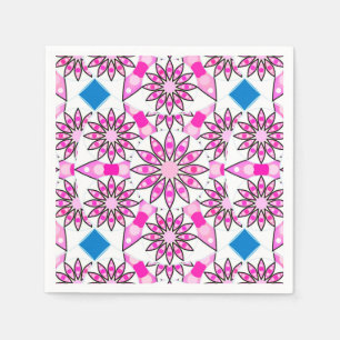 Mandala patroon, hete roze, zwart-wit servet