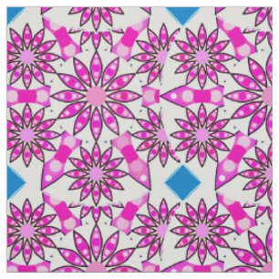 Mandala patroon, hete roze, zwart-wit stof