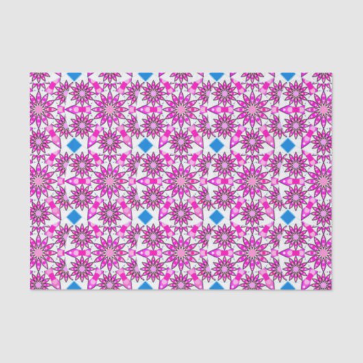 Mandala patroon, hete roze, zwart-wit tissuepapier (Voorkant)