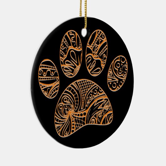 Mandala Patroon Hond Paw Print Keramisch Ornament (Rechts)