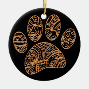 Mandala Patroon Hond Paw Print Keramisch Ornament