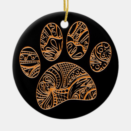 Mandala Patroon Hond Paw Print Keramisch Ornament (Voorkant)
