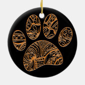 Mandala Patroon Hond Paw Print Keramisch Ornament (Achterkant)