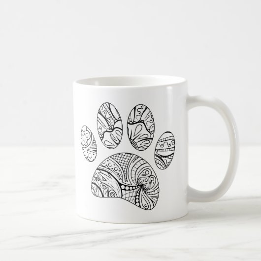 Mandala Patroon Hond Paw Print Koffiemok (Rechts)