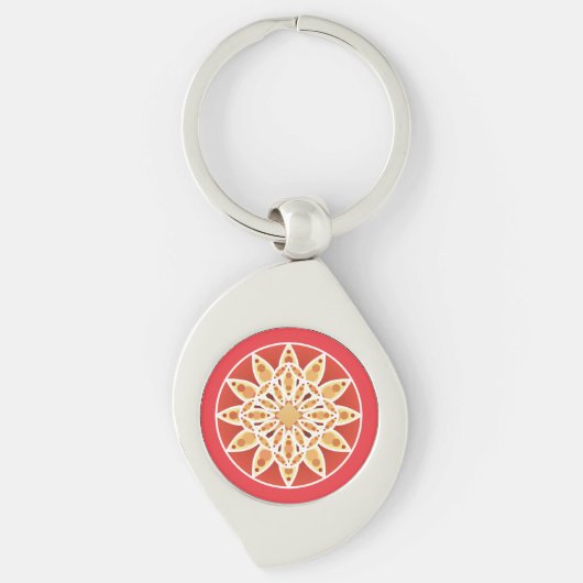 Mandala-patroon in chocolade, karamel en koraal sleutelhanger (Voorkant)