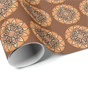 Mandala-patroon in chocolade, terracotta en roest cadeaupapier