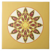 Mandala patroon in chocoladebruin en goud tegeltje (Voorkant)