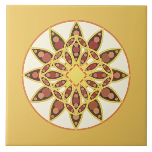 Mandala patroon in chocoladebruin en goud tegeltje (Voorkant)