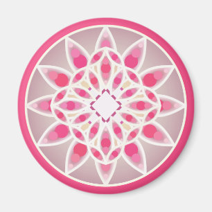 Mandala patroon in hete roze, wit en grijs magneet