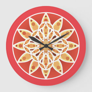 Mandala patroon in kameel, donkerrood en wit grote klok