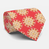 Mandala patroon in kameel, donkerrood en wit stropdas (Opgerold)
