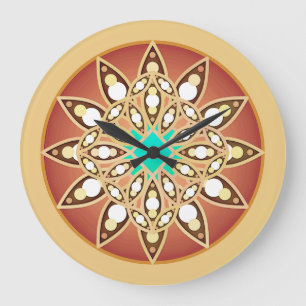Mandala patroon in karamel en chocolade grote klok
