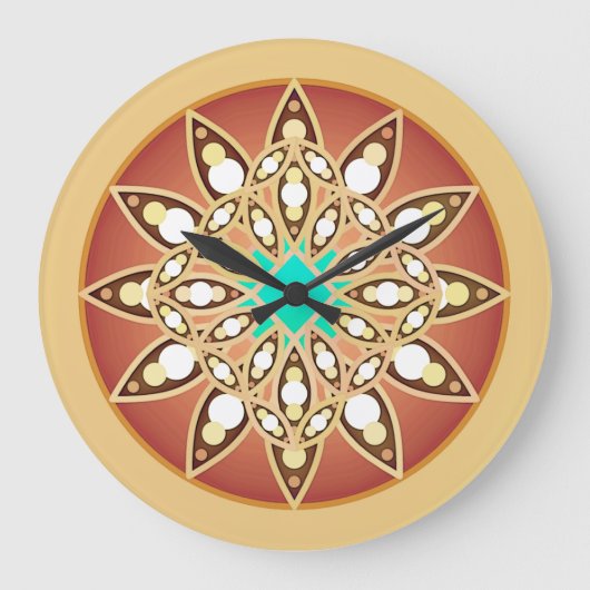 Mandala patroon in karamel en chocolade grote klok (Voorkant)