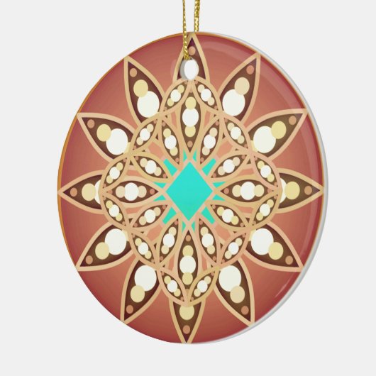 Mandala patroon in karamel en chocolade keramisch ornament (Links)