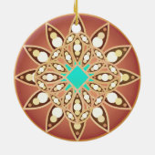 Mandala patroon in karamel en chocolade keramisch ornament (Achterkant)