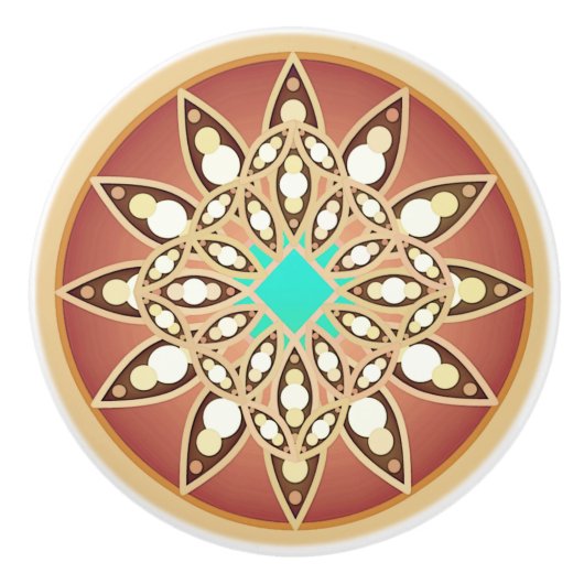 Mandala patroon in karamel en chocolade keramische knop (Voorkant)