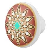 Mandala patroon in karamel en chocolade keramische knop (Rechts)
