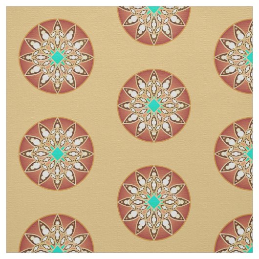 Mandala patroon in karamel en chocolade stof (Swatch)