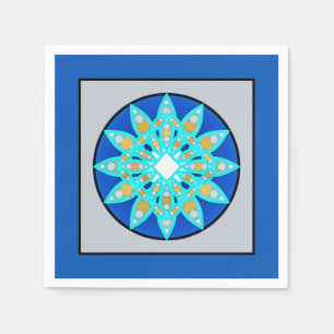 Mandala patroon in kobalt, grijs en turkooise servet