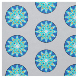 Mandala patroon in kobalt, grijs en turkooise stof
