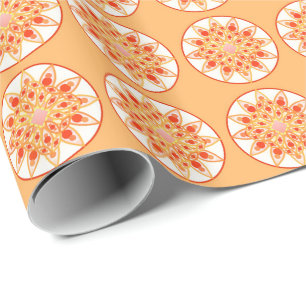 Mandala patroon in koraal, oranje en goud cadeaupapier