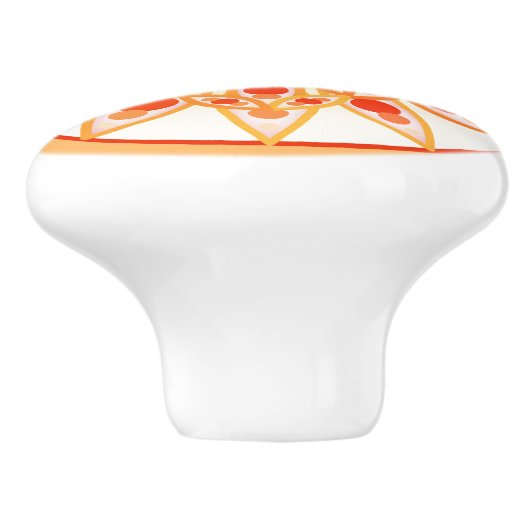 Mandala patroon in koraal, sinaasappel en goud keramische knop (Zijkant)