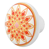 Mandala patroon in koraal, sinaasappel en goud keramische knop (Rechts)
