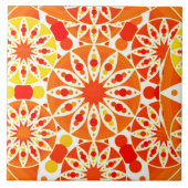 Mandala Patroon in Koraal Sinaasappel en Goud Tegeltje (Voorkant)