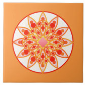 Mandala patroon in koraal, sinaasappel en goud tegeltje (Voorkant)
