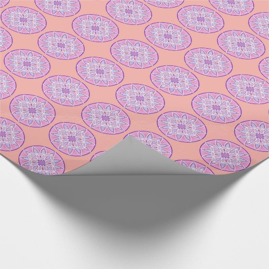 Mandala patroon in lavendel, orchidee en koraal cadeaupapier (Hoek)