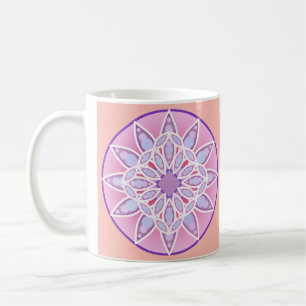 Mandala patroon in lavendel, orchidee en koraal koffiemok