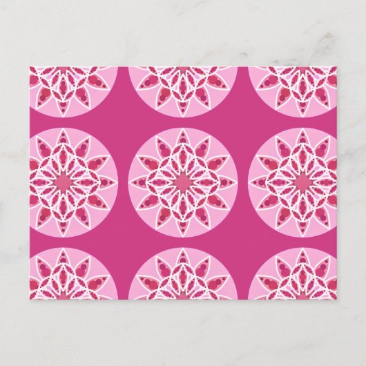 Mandala patroon in roze, fuchsie en wit briefkaart (Voorkant)