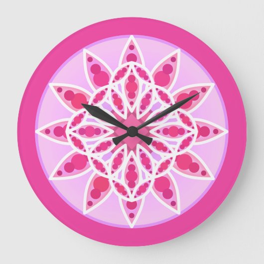 Mandala patroon in roze, fuchsie en wit grote klok (Voorkant)