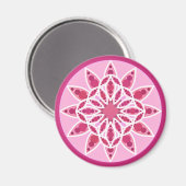 Mandala patroon in roze, fuchsie en wit magneet (Voorkant / Achterkant)