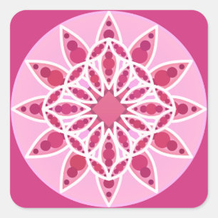 Mandala patroon in roze, fuchsie en wit vierkante sticker
