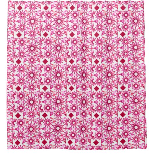 Mandala patroon in schaduwen van roze, maroon douchegordijn (Voorkant)