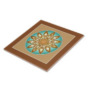 Mandala patroon in tan, crème en turquoise tegeltje (Zijkant)
