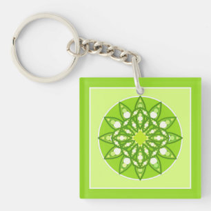 Mandala patroon in tinten limoengroen sleutelhanger
