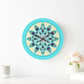 Mandala patroon in turquoise, crème en marine grote klok (Huis)