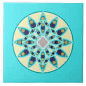 Mandala patroon in turquoise, crème en marine tegeltje (Voorkant)