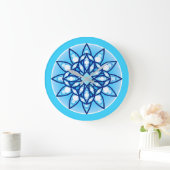 Mandala patroon in turquoise, kobalt & white grote klok (Huis)