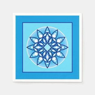 Mandala patroon in turquoise, kobalt & white servetten