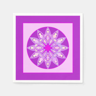 Mandala patroon in viool, orchidee en roze servetten