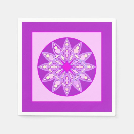Mandala patroon in viool, orchidee en roze servetten (Voorkant)